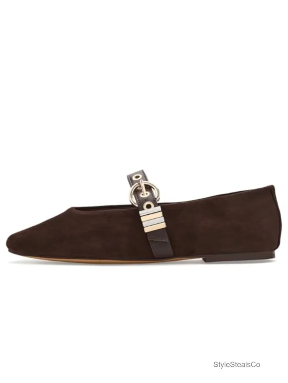 Lucia Ballet Flat Suede Round Toe Buckle Casual Flat